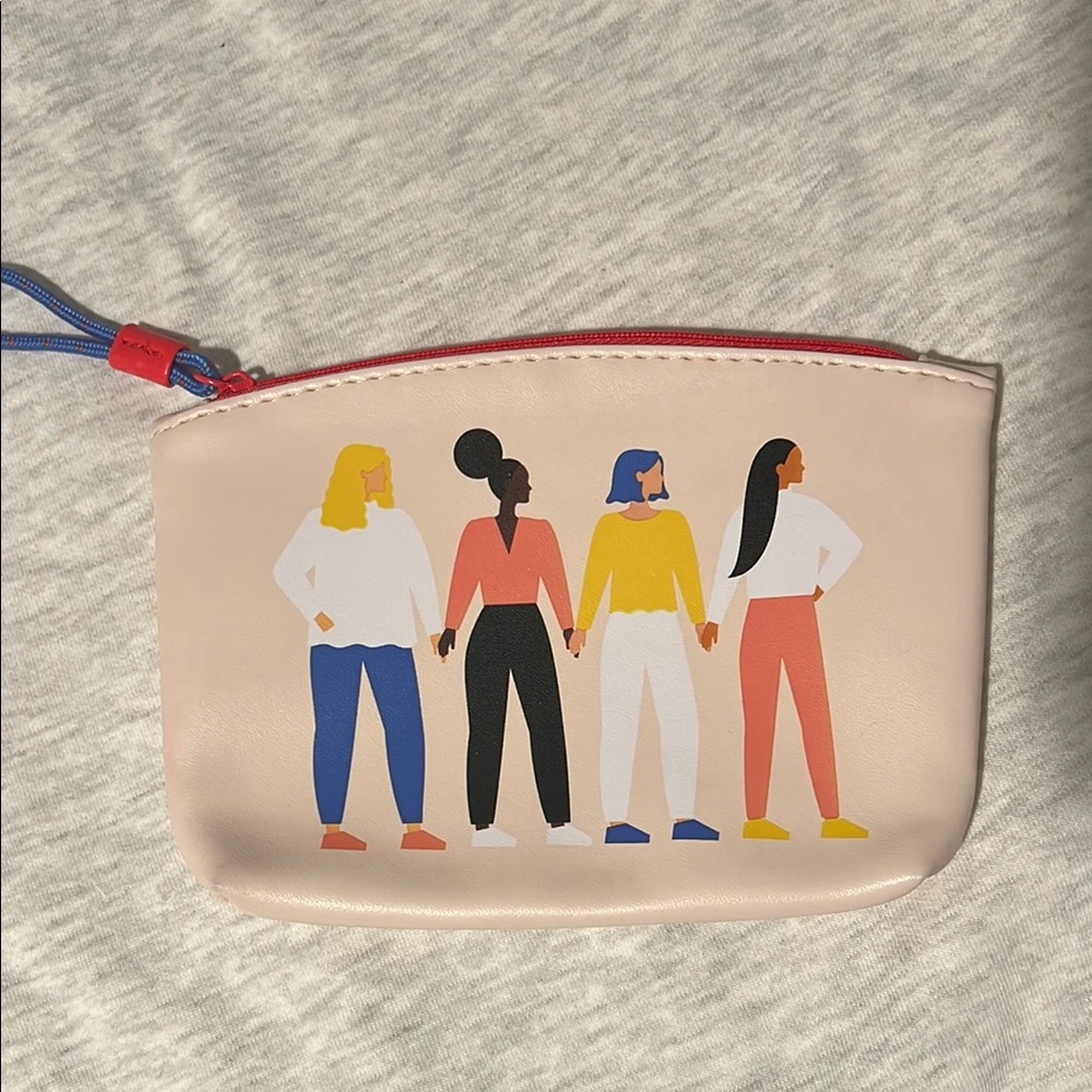 IPSY Cream Cosmetics Pouch with Colorful Design